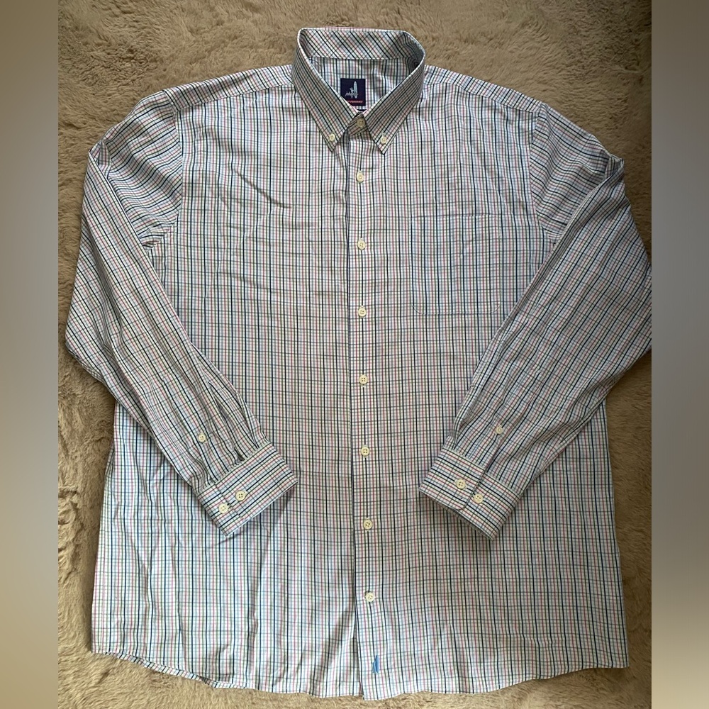 Johnnie-O Prep-Formance Mens Long Sleeve Casual Dress Shirt Size XL Plaid Check
